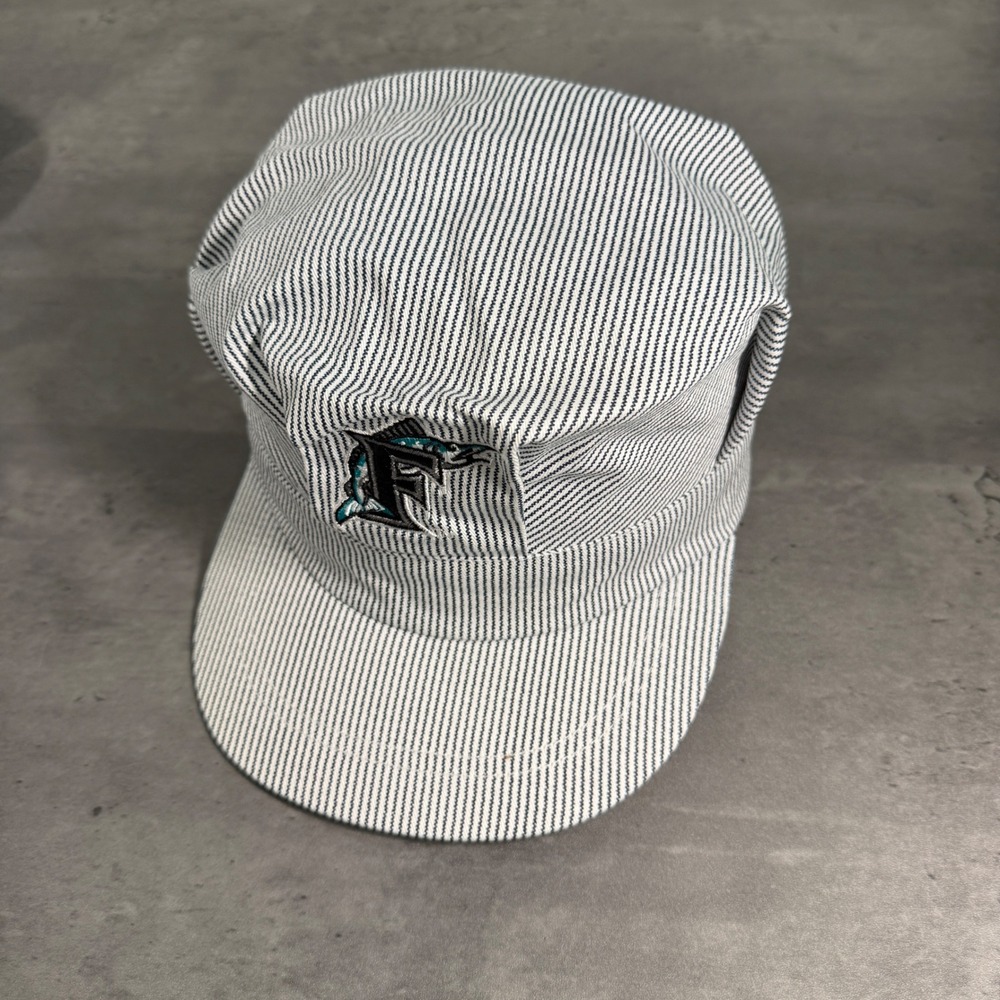 Florida Marlins Conductor Engineer Snapback Hat Blue Hickory Stripe D-Train MLB‎